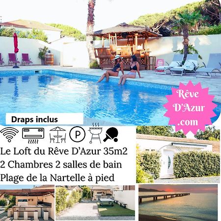 Reve D'Azur En Bord De Mer A La Nartelle Avec Piscine Dans La Residence, Terrasse, Bbq, 2 Chambres 2 Sdb Logement De 35M2 Draps Inclus Sainte-Maxime Bagian luar foto